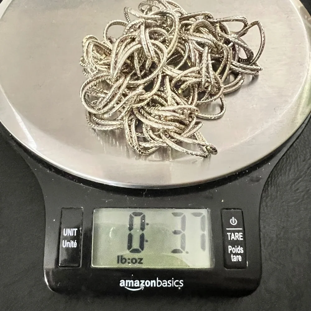 Vintage Silver Textured Oval Link Chain Belt 36